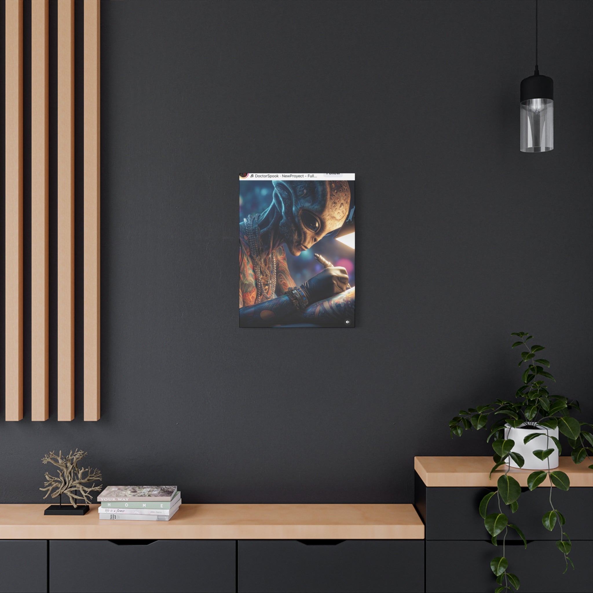 Alien Tattoo Artist Canvas Print — Matte Stretched Wall Art