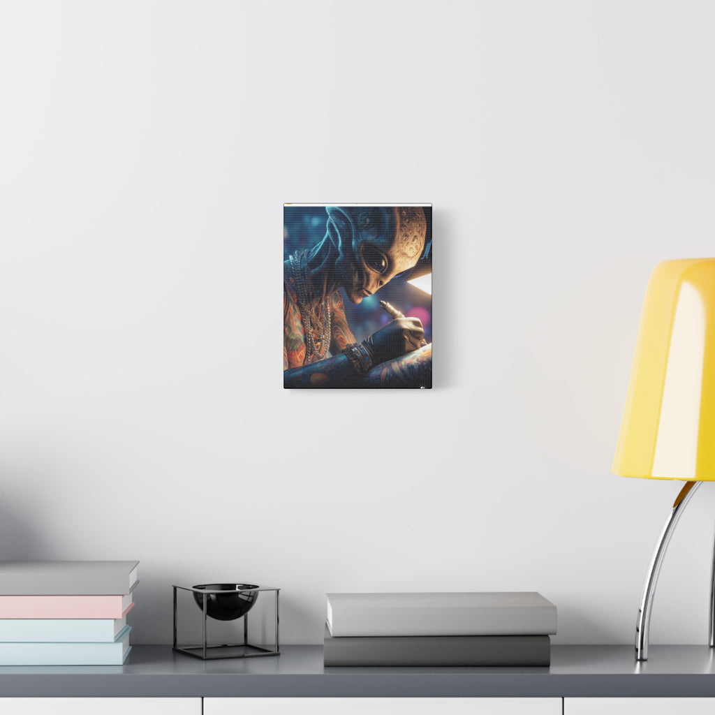Alien Tattoo Artist Canvas Print — Matte Stretched Wall Art