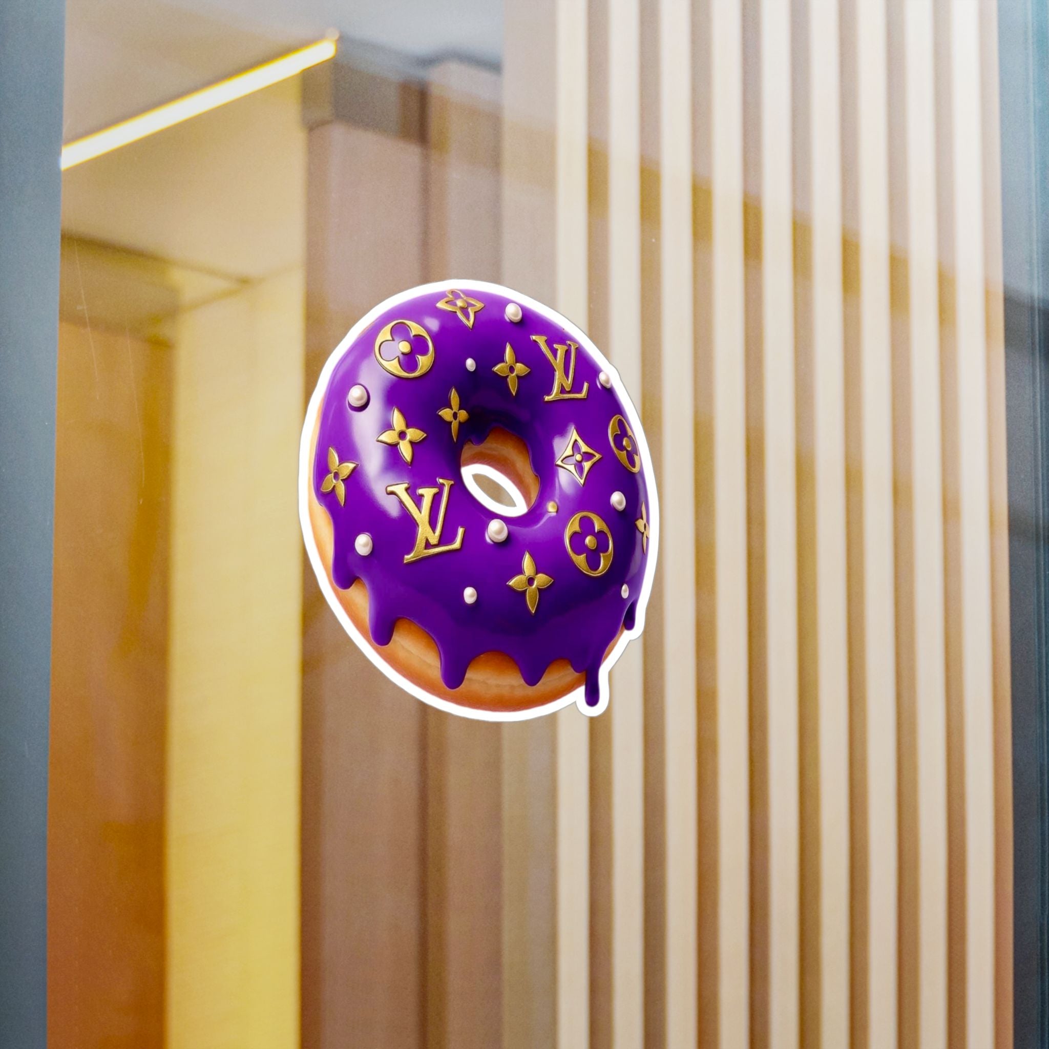 Luxury Logo Donut Vinyl Sticker – Purple Drip Kiss-Cut Decal