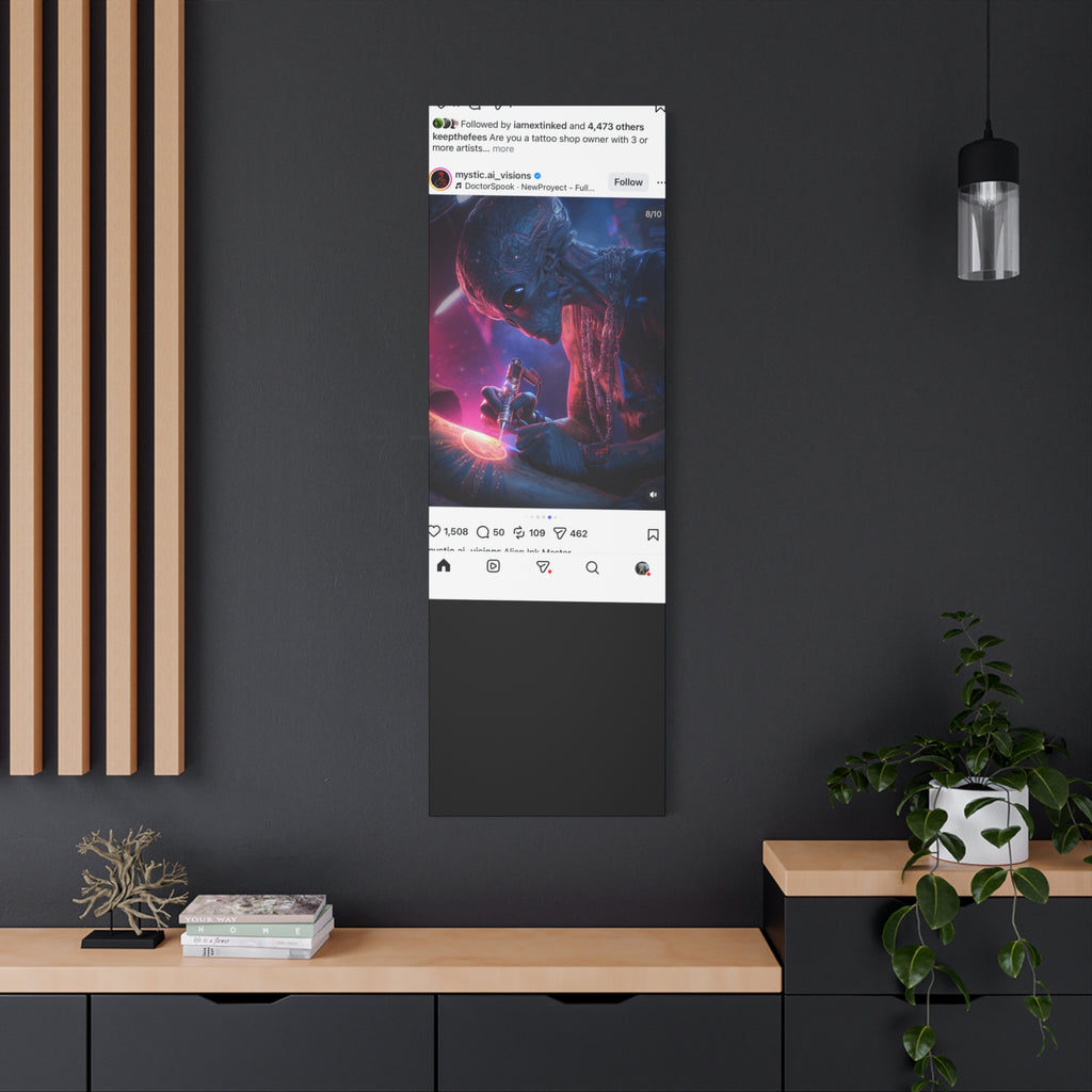 Alien Artist Canvas Print — Neon Sci‑Fi Wall Art