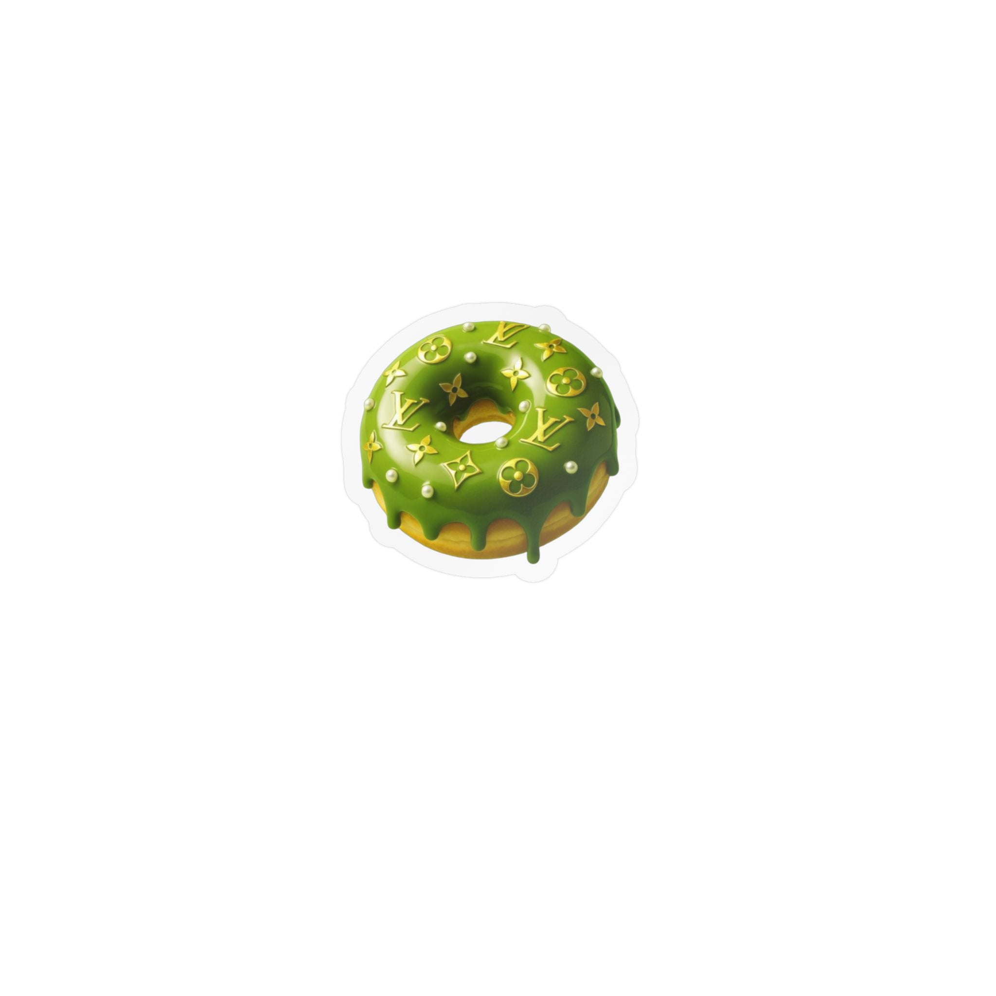 Green Designer LV Donut Kiss-Cut Vinyl Sticker
