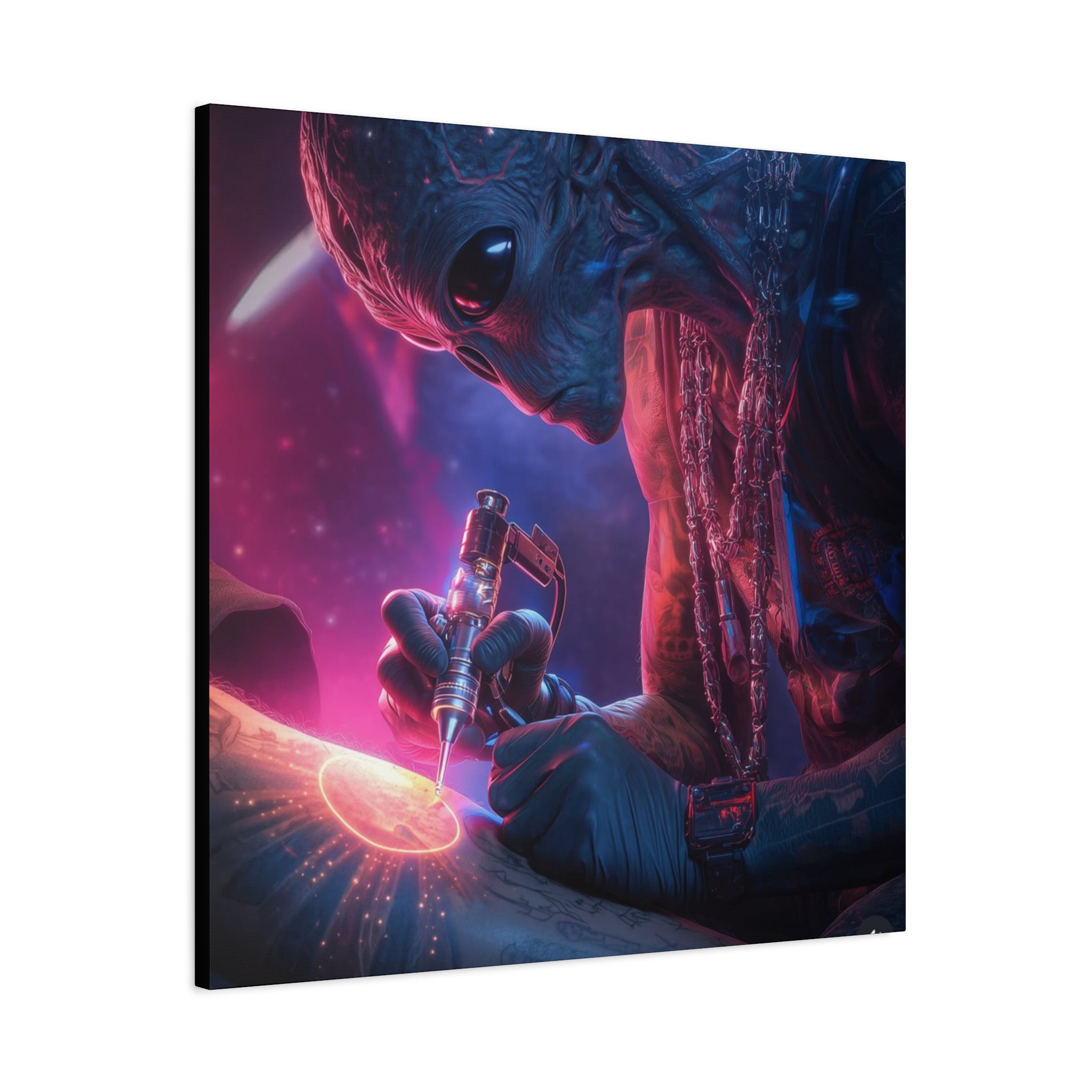 Alien Artist Canvas Print — Neon Sci‑Fi Wall Art
