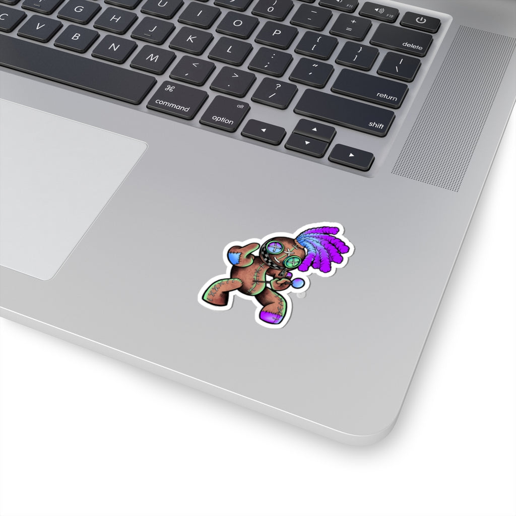 Voodoo Doll Sticker — Colorful Tribal Patch Kiss-Cut Laptop Decal