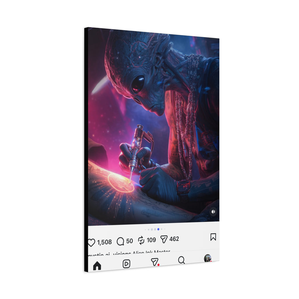 Alien Artist Canvas Print — Neon Sci‑Fi Wall Art