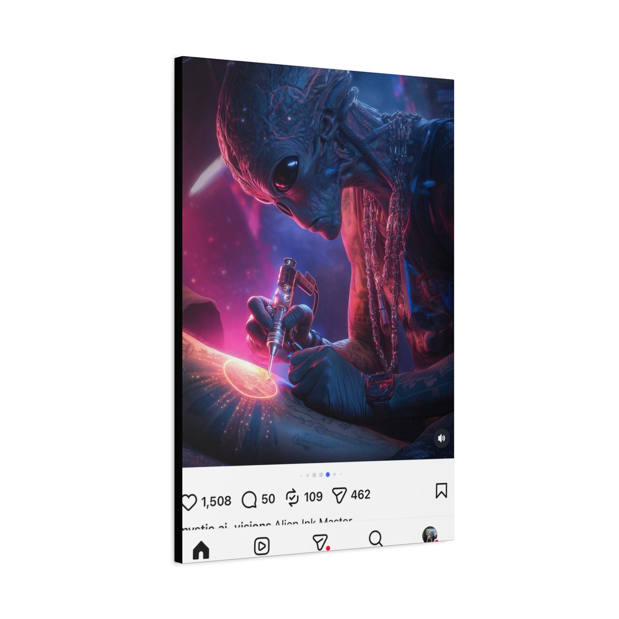 Alien Artist Canvas Print — Neon Sci‑Fi Wall Art