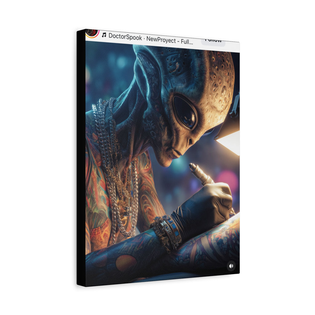 Alien Tattoo Artist Canvas Print — Matte Stretched Wall Art