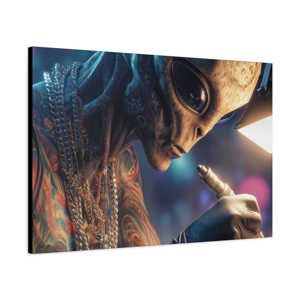 Alien Tattoo Artist Canvas Print — Matte Stretched Wall Art