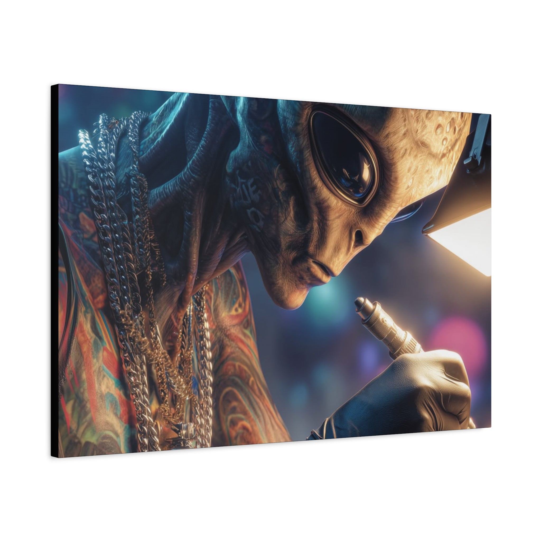 Alien Tattoo Artist Canvas Print — Matte Stretched Wall Art