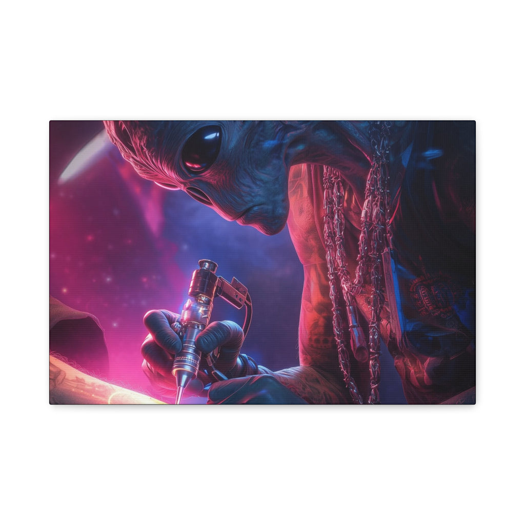 Alien Artist Canvas Print — Neon Sci‑Fi Wall Art