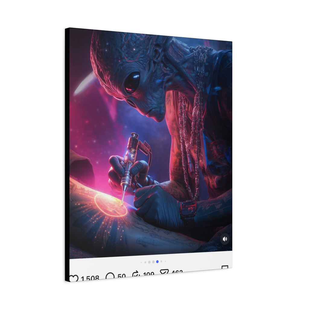 Alien Artist Canvas Print — Neon Sci‑Fi Wall Art