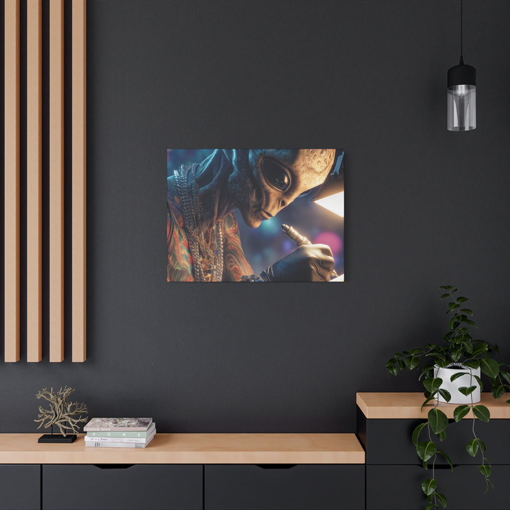 Alien Tattoo Artist Canvas Print — Matte Stretched Wall Art