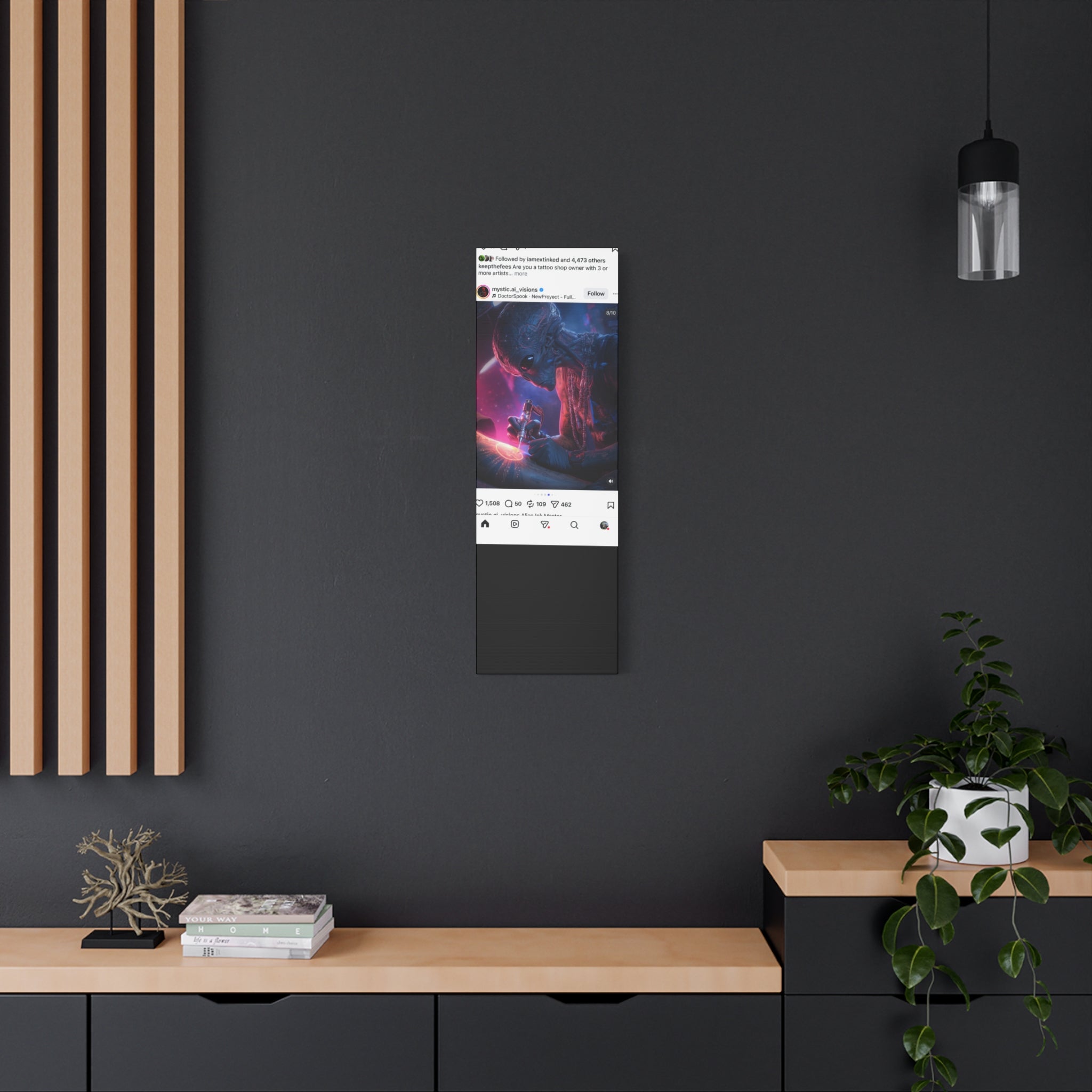 Alien Artist Canvas Print — Neon Sci‑Fi Wall Art