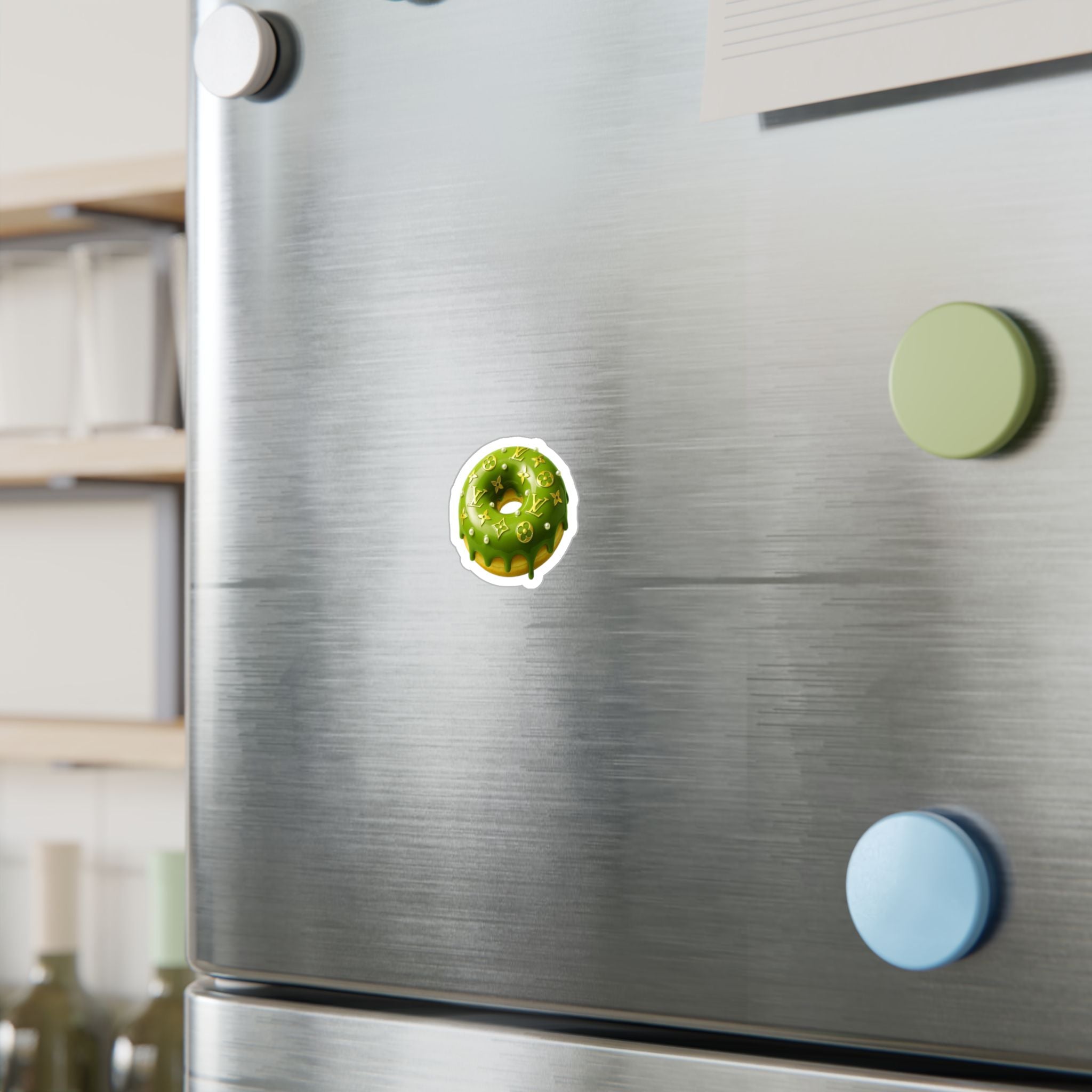 Green Designer LV Donut Kiss-Cut Vinyl Sticker