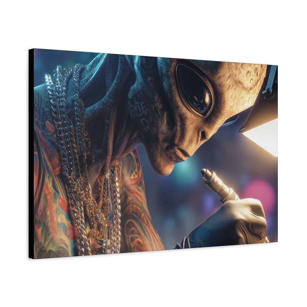Alien Tattoo Artist Canvas Print — Matte Stretched Wall Art