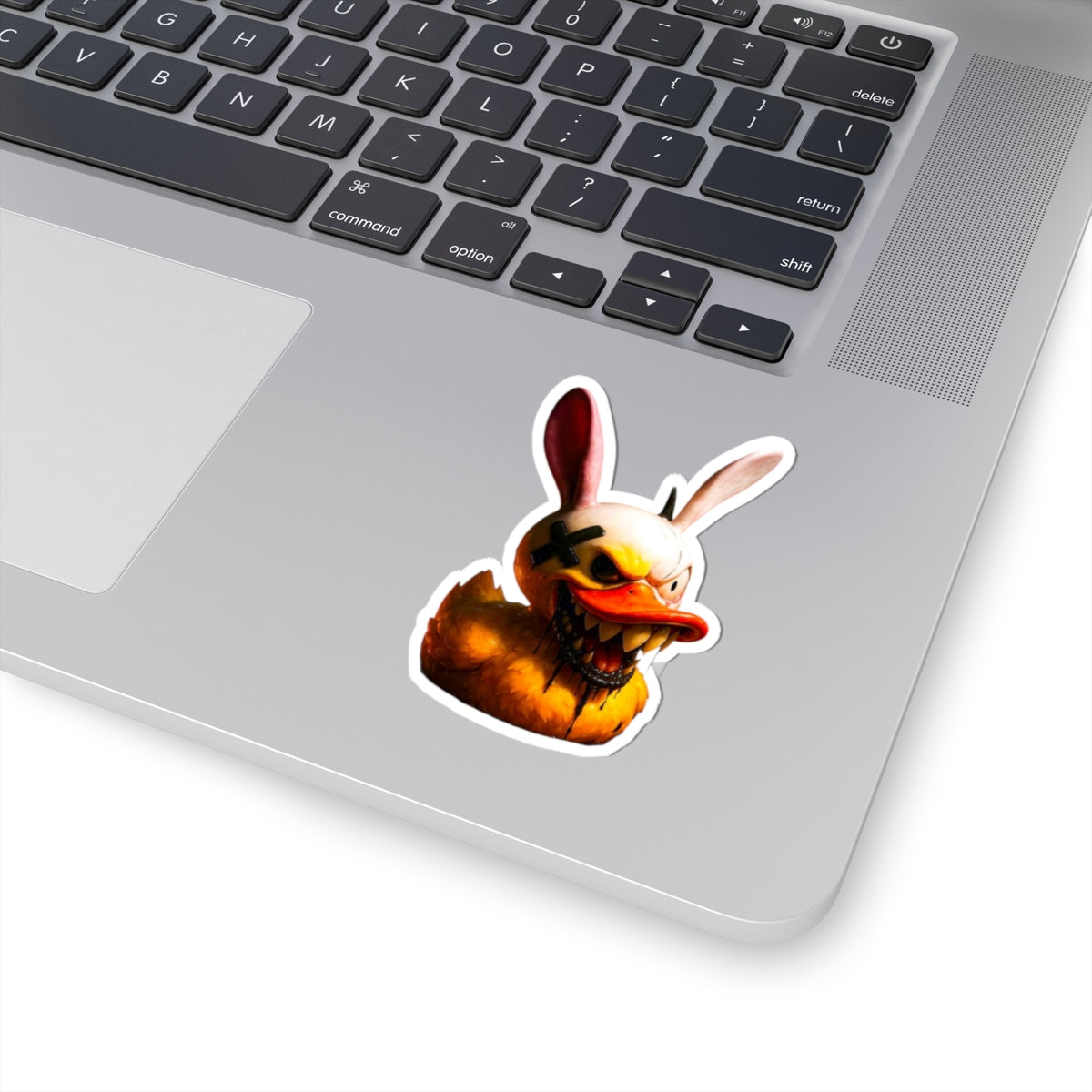Creepy Bunny Duck Kiss-Cut Sticker — Horror Cartoon Laptop Decal