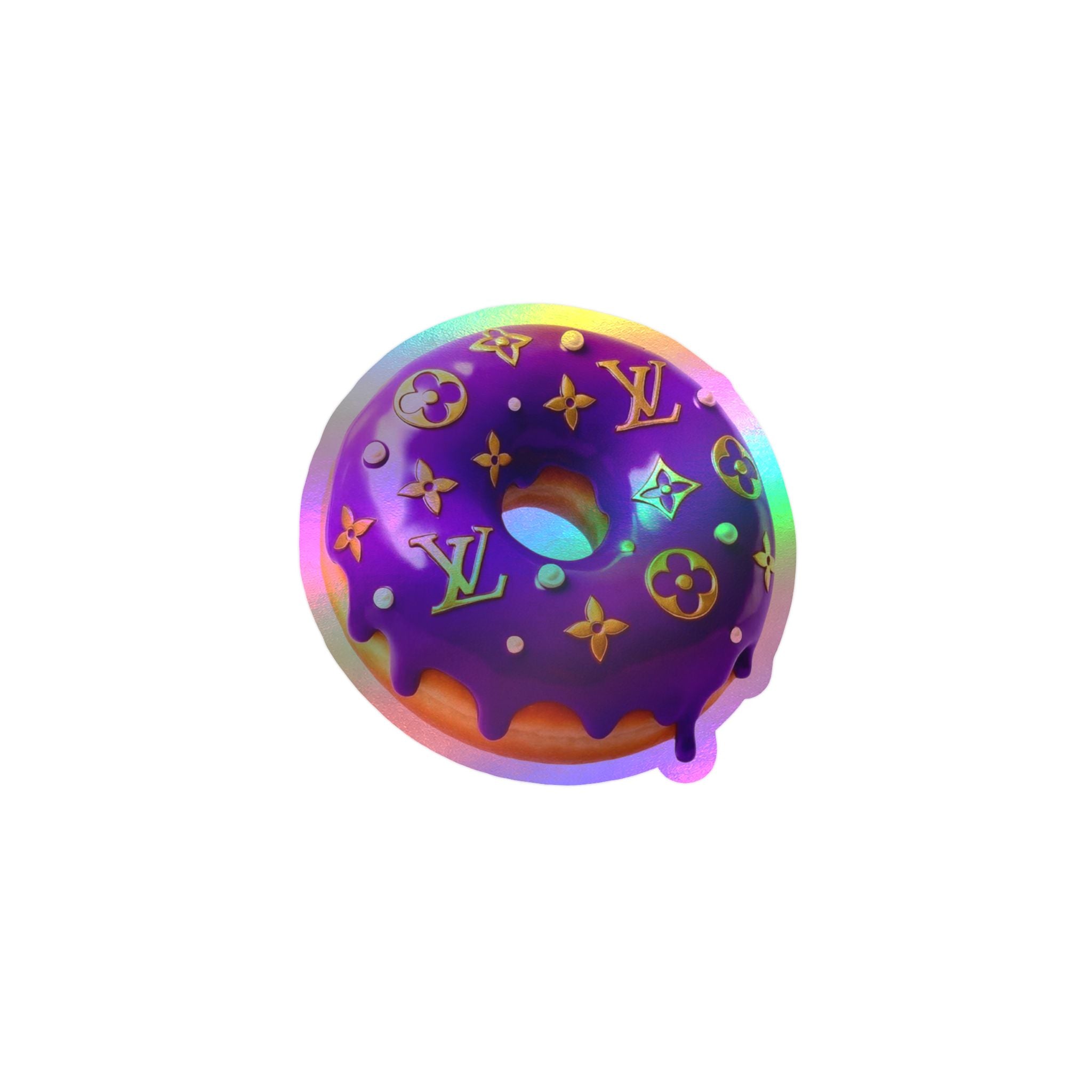 Luxury Logo Donut Vinyl Sticker – Purple Drip Kiss-Cut Decal