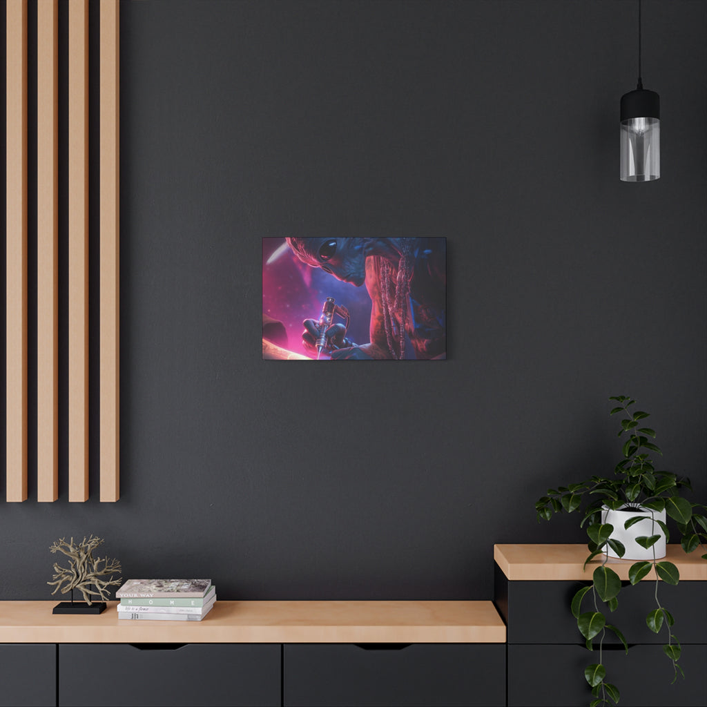 Alien Artist Canvas Print — Neon Sci‑Fi Wall Art