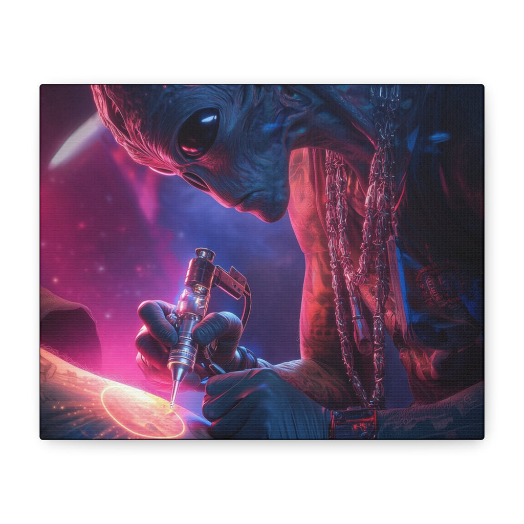 Alien Artist Canvas Print — Neon Sci‑Fi Wall Art