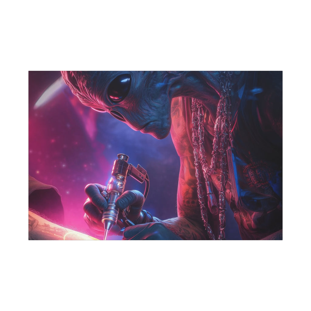 Alien Artist Canvas Print — Neon Sci‑Fi Wall Art