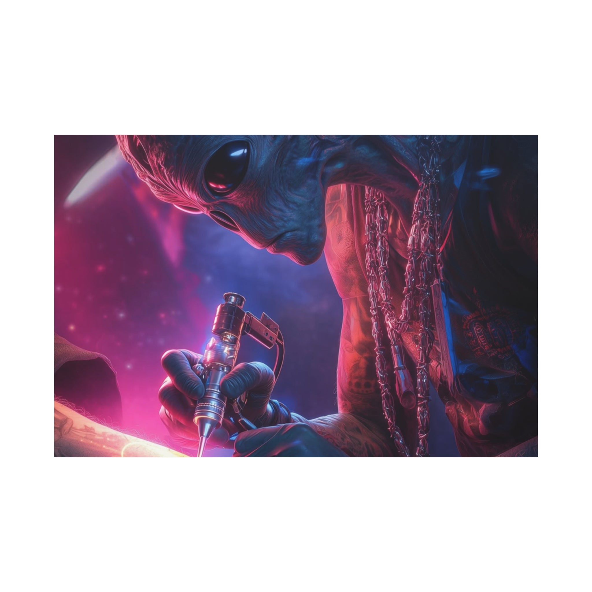 Alien Artist Canvas Print — Neon Sci‑Fi Wall Art