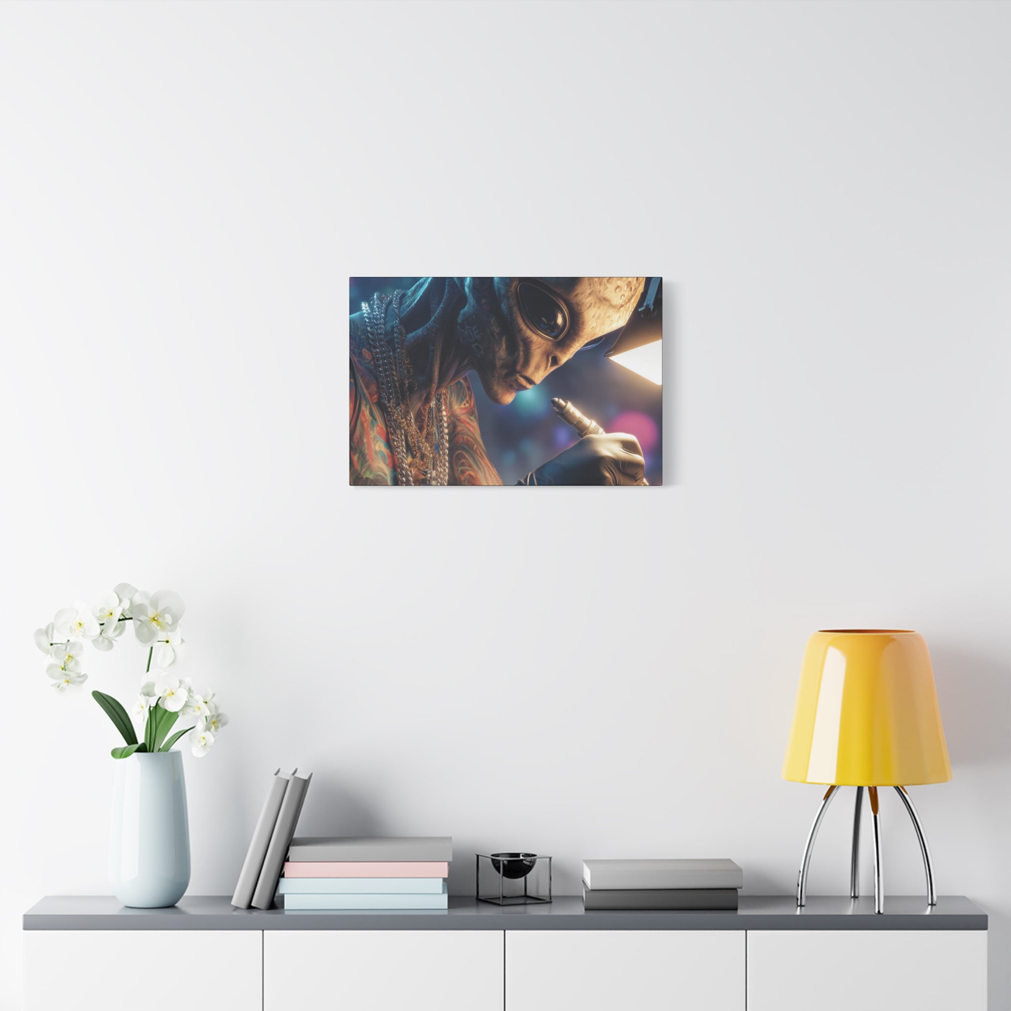 Alien Tattoo Artist Canvas Print — Matte Stretched Wall Art