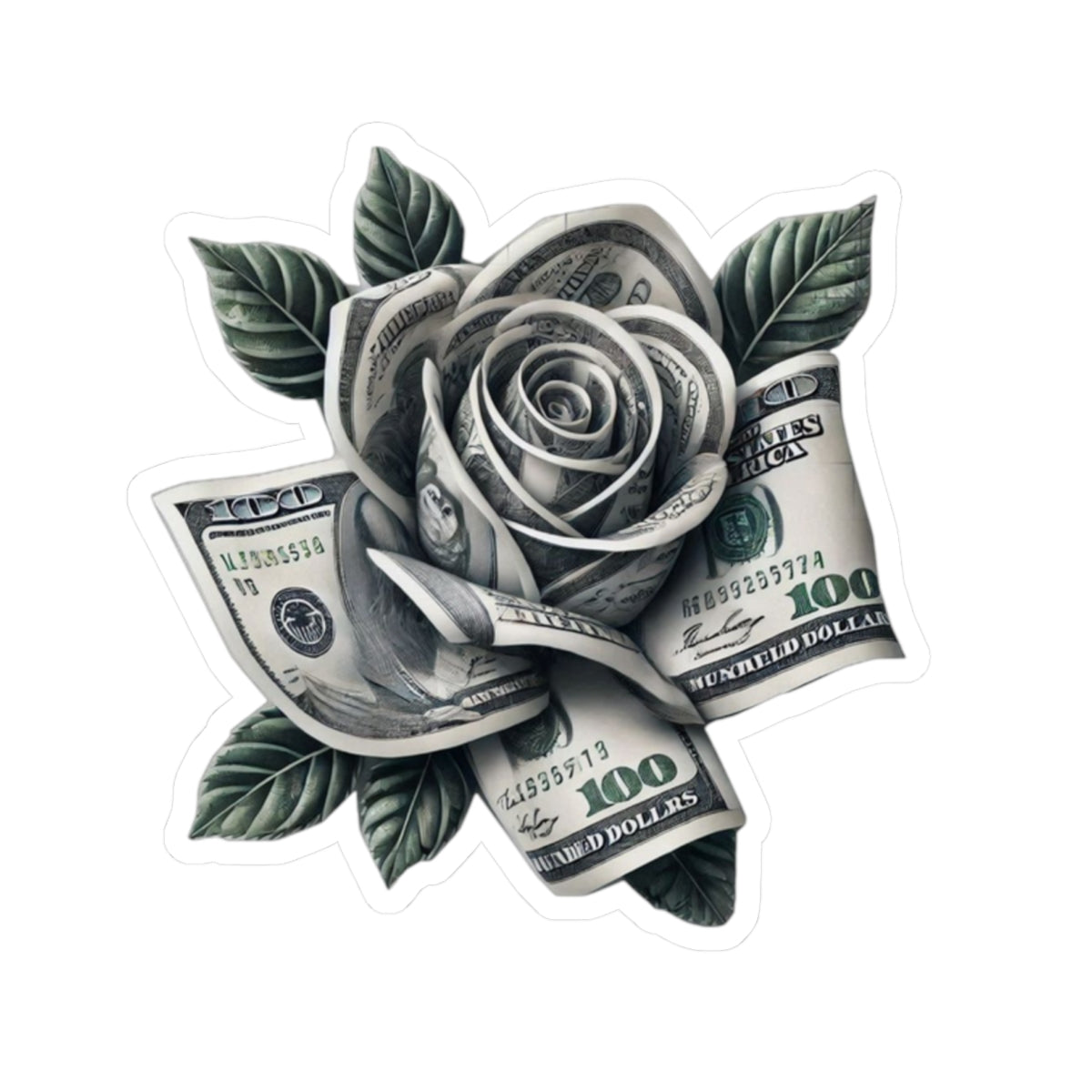 Money Rose Sticker — Kiss-Cut Vinyl Cash Rose Laptop Decal