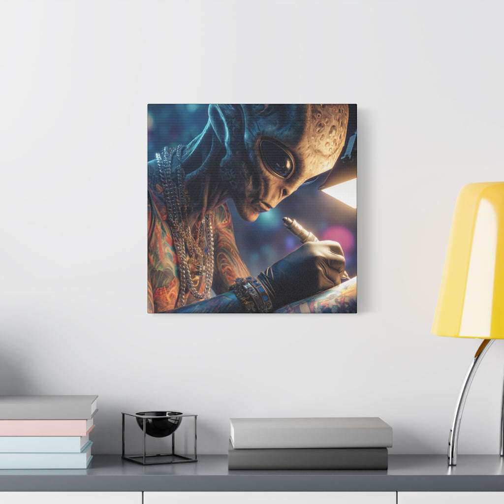 Alien Tattoo Artist Canvas Print — Matte Stretched Wall Art