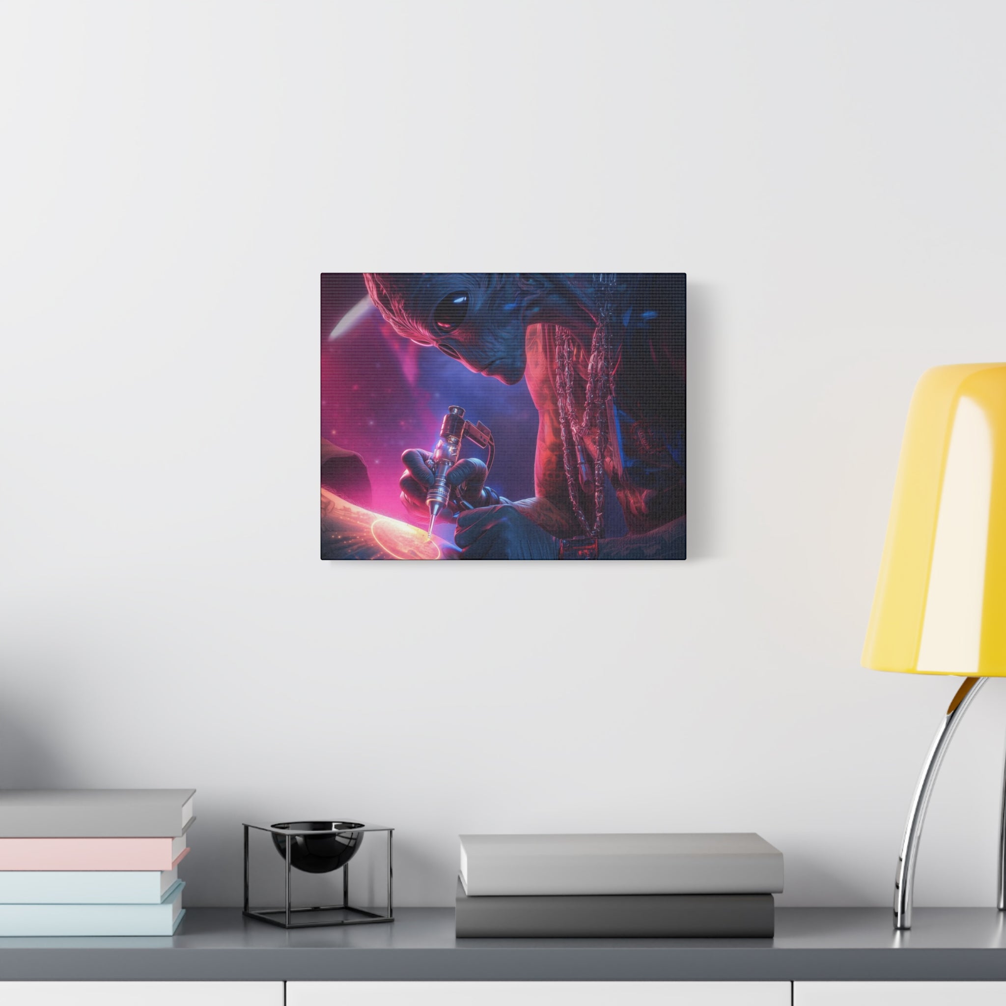 Alien Artist Canvas Print — Neon Sci‑Fi Wall Art