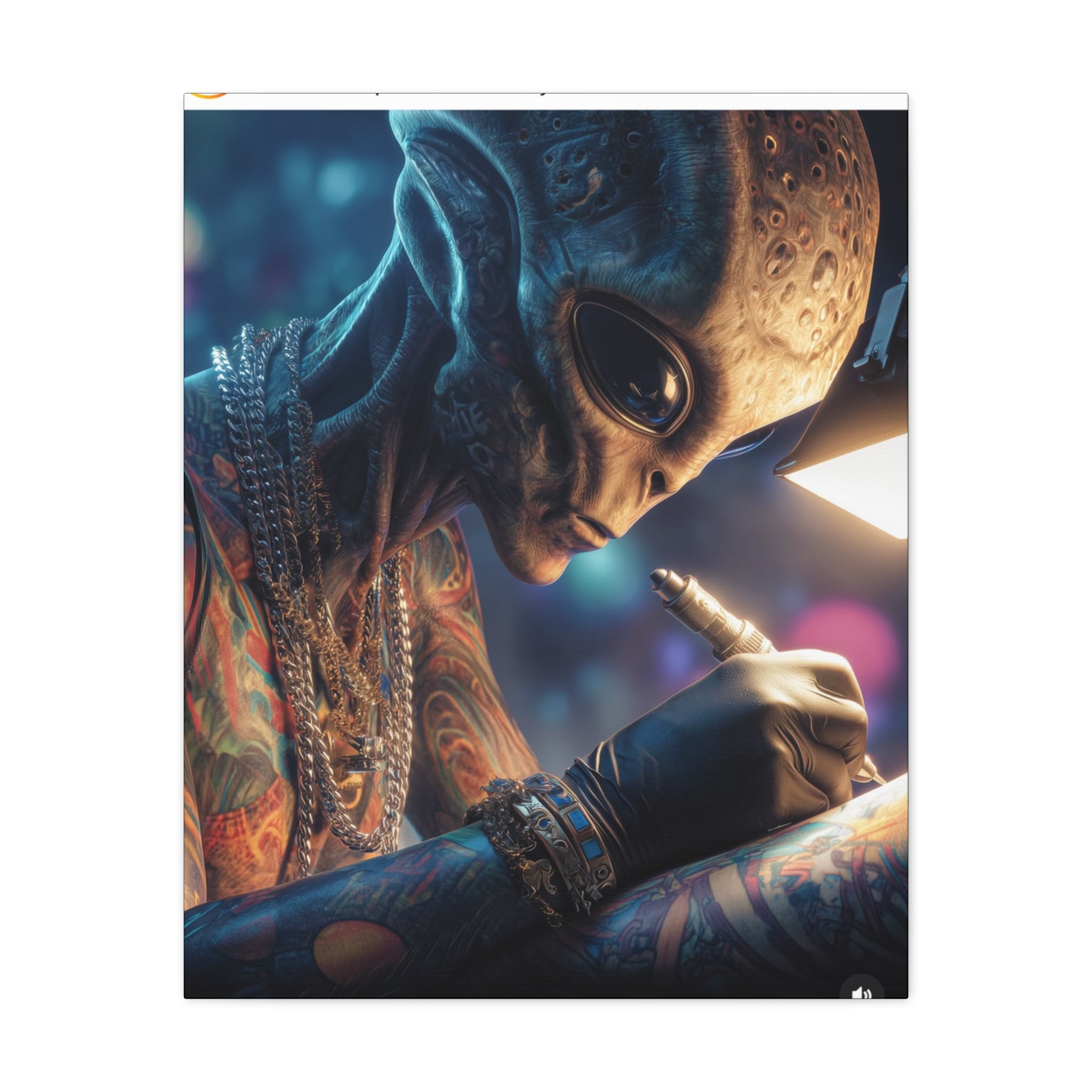 Alien Tattoo Artist Canvas Print — Matte Stretched Wall Art