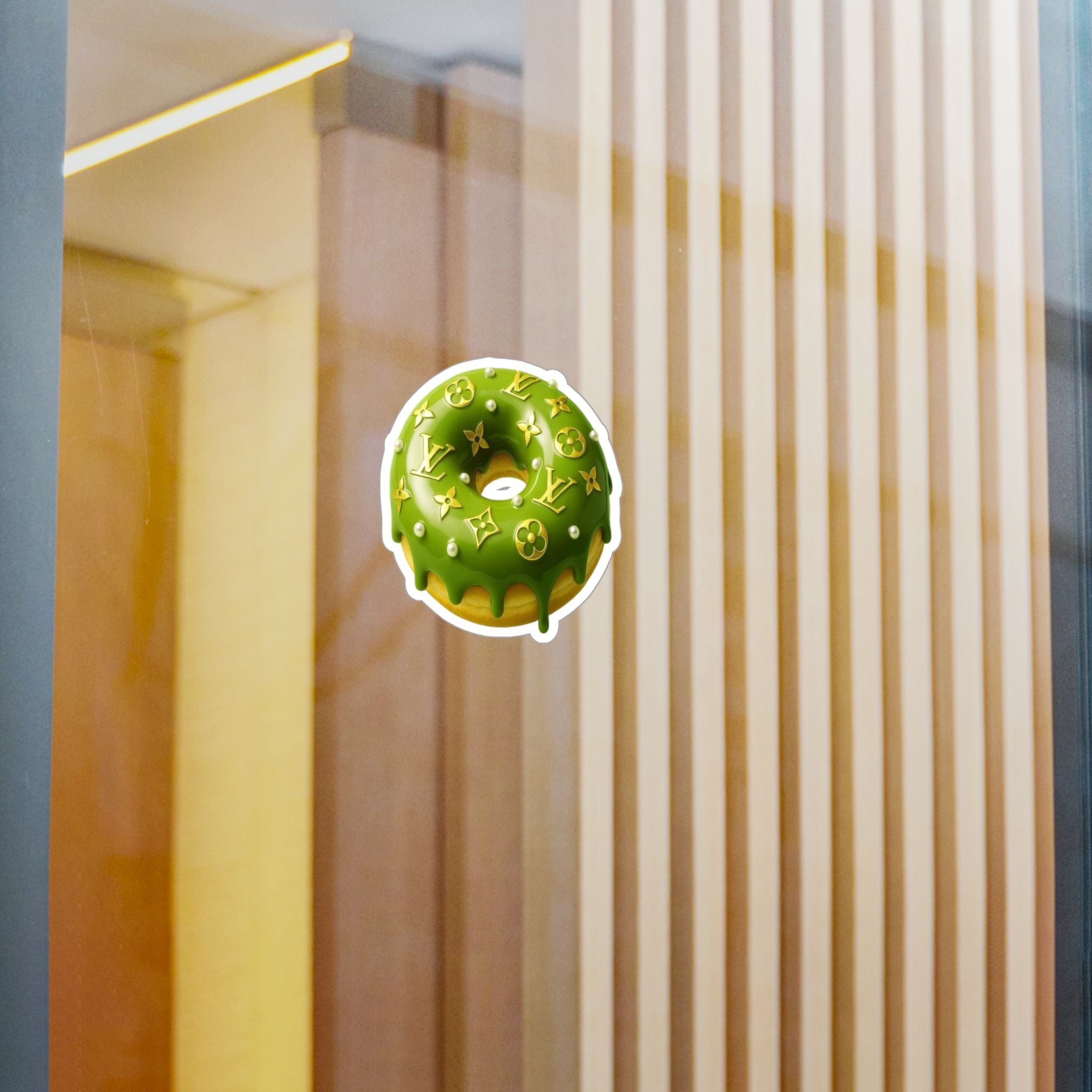 Green Designer LV Donut Kiss-Cut Vinyl Sticker