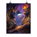 Ancient Egyptian Gods Art Poster — Anubis & Horus Matte Vertical Print