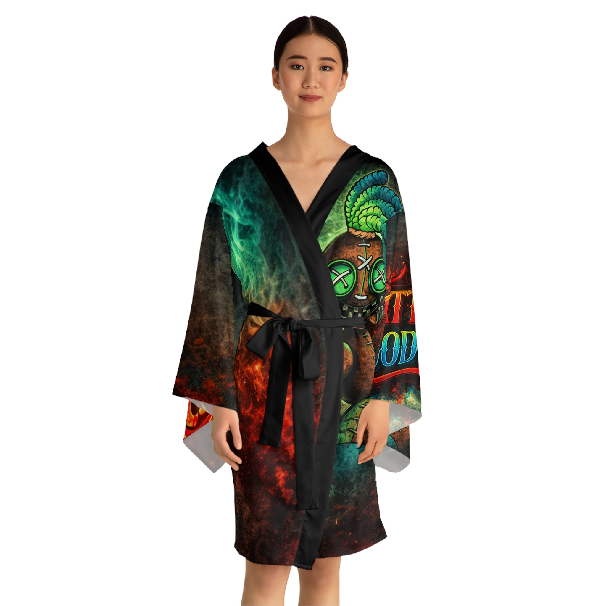 Voodoo Tattoo Kimono Robe — Colorful Voodoo Doll Print