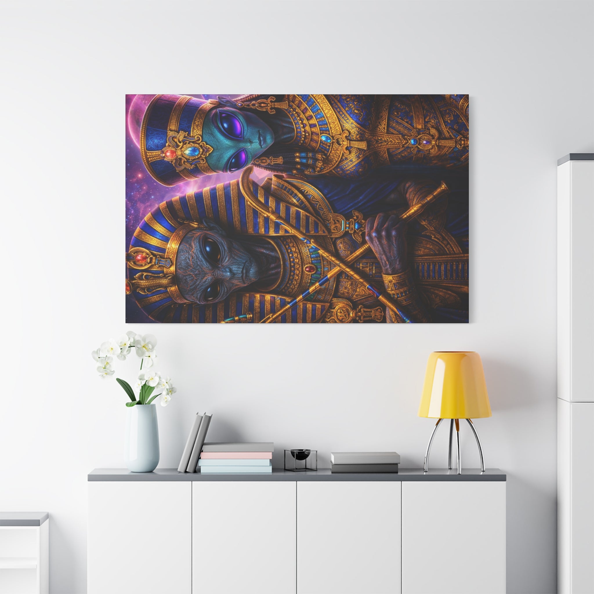 Alien Pharaoh Canvas Art - Matte Stretched Wall Decor