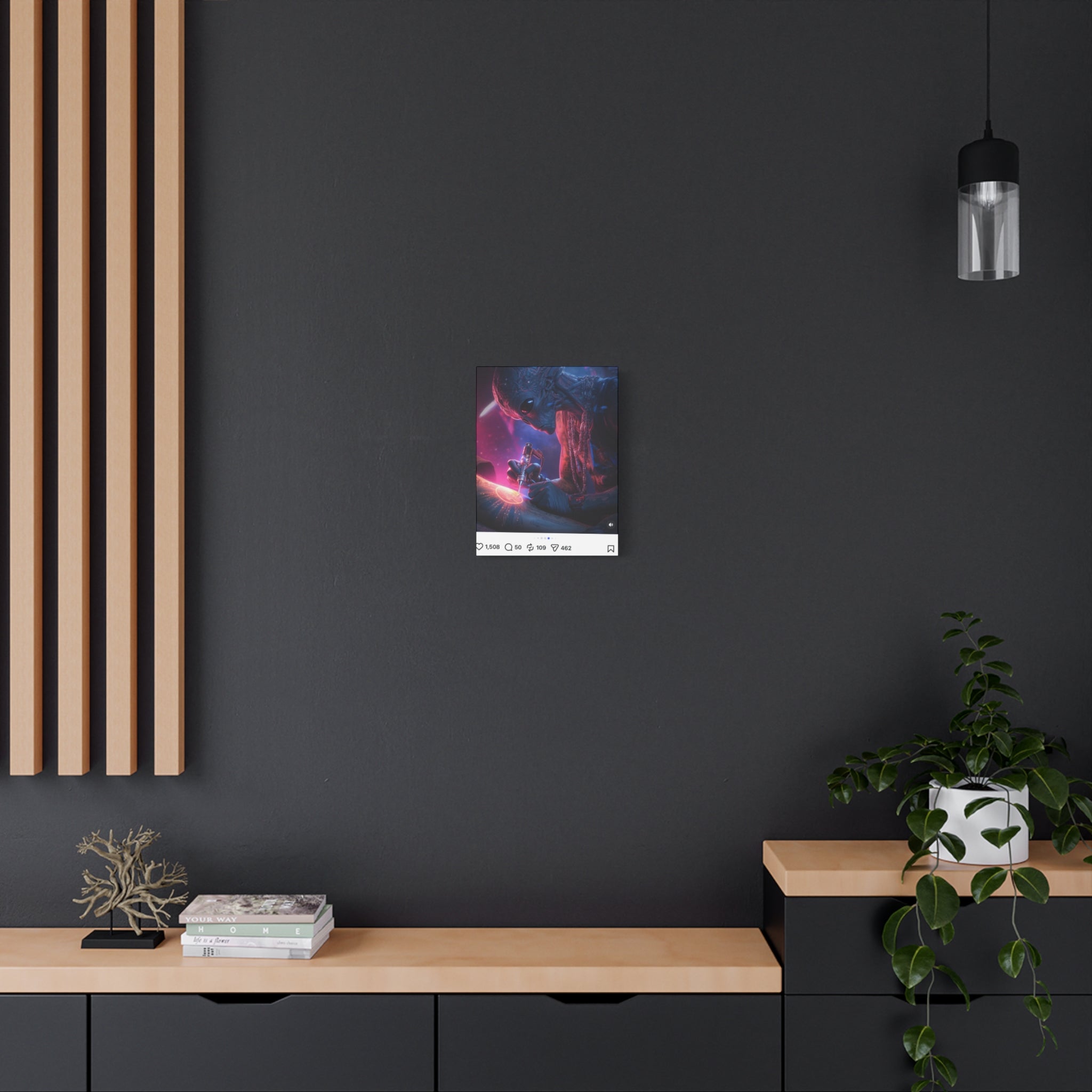 Alien Artist Canvas Print — Neon Sci‑Fi Wall Art