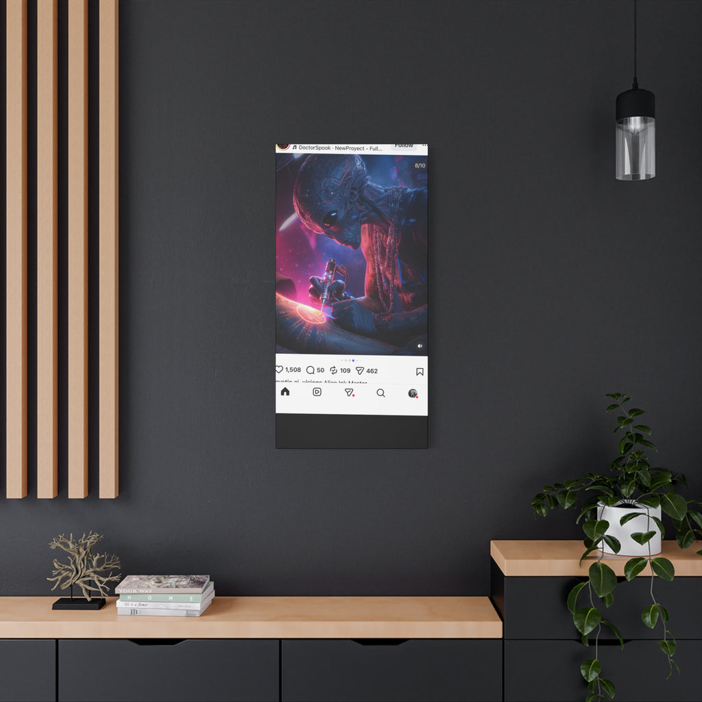 Alien Artist Canvas Print — Neon Sci‑Fi Wall Art