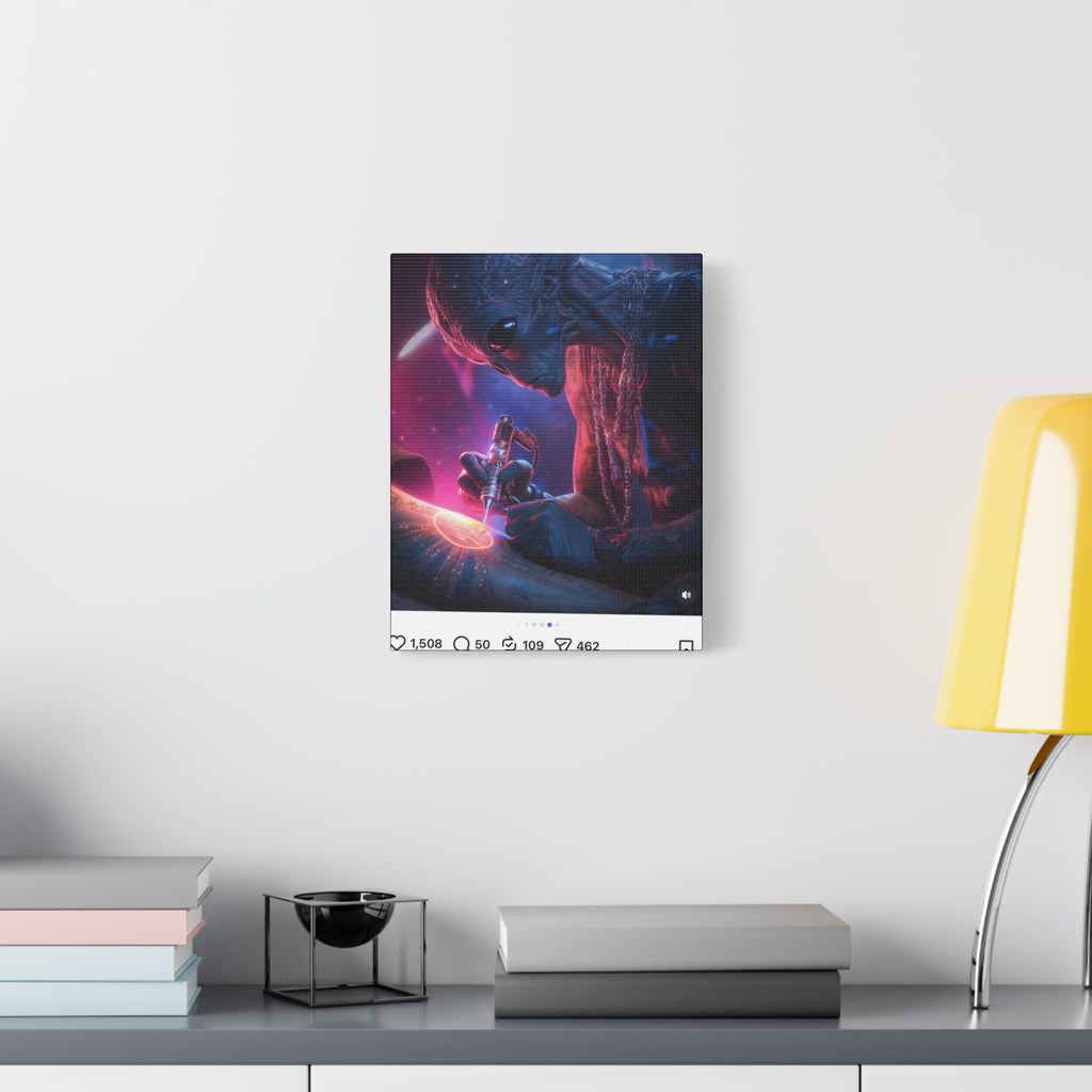 Alien Artist Canvas Print — Neon Sci‑Fi Wall Art